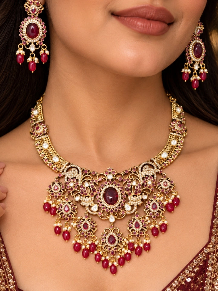 Gulmohar Red Necklace Set