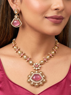 Agatha Pink Moissanite Necklace Set