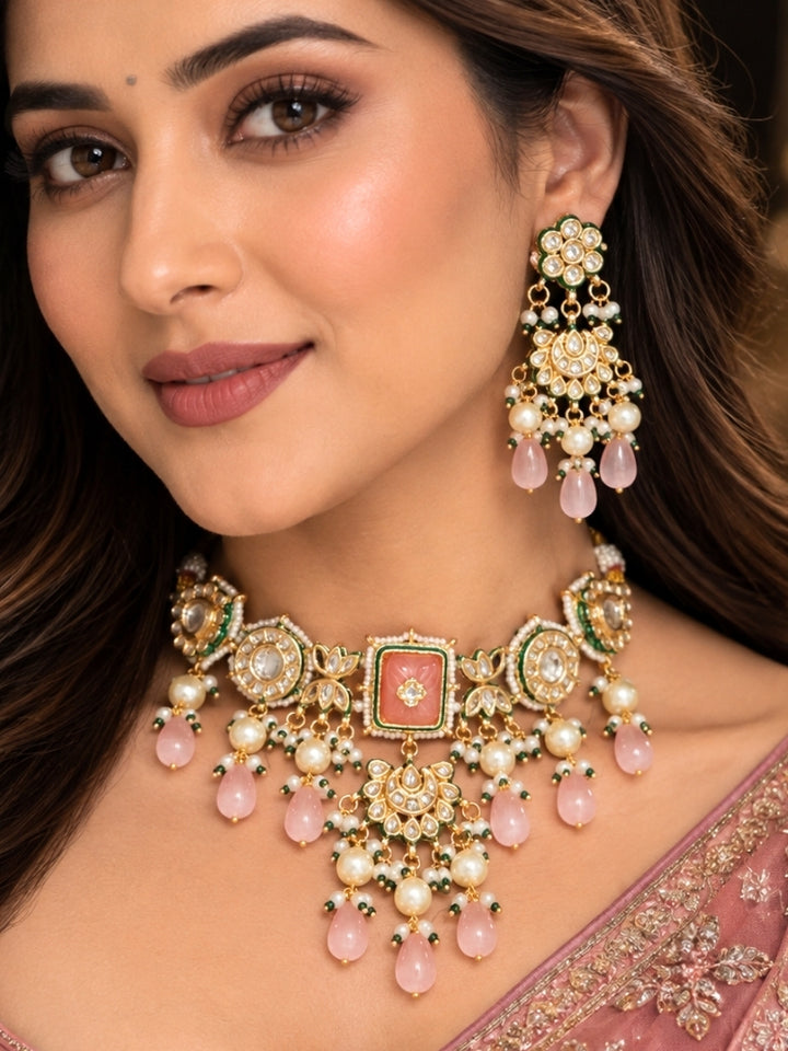 Roshanara Pink Necklace Set