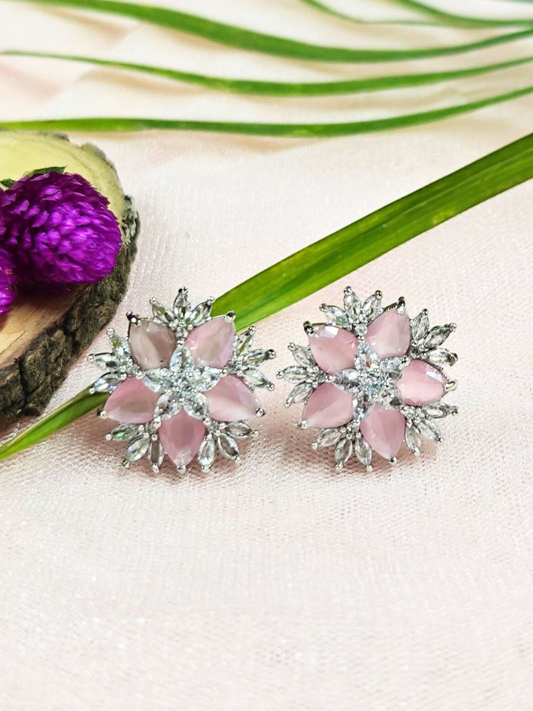 Mint Pink Snowflake Earrings