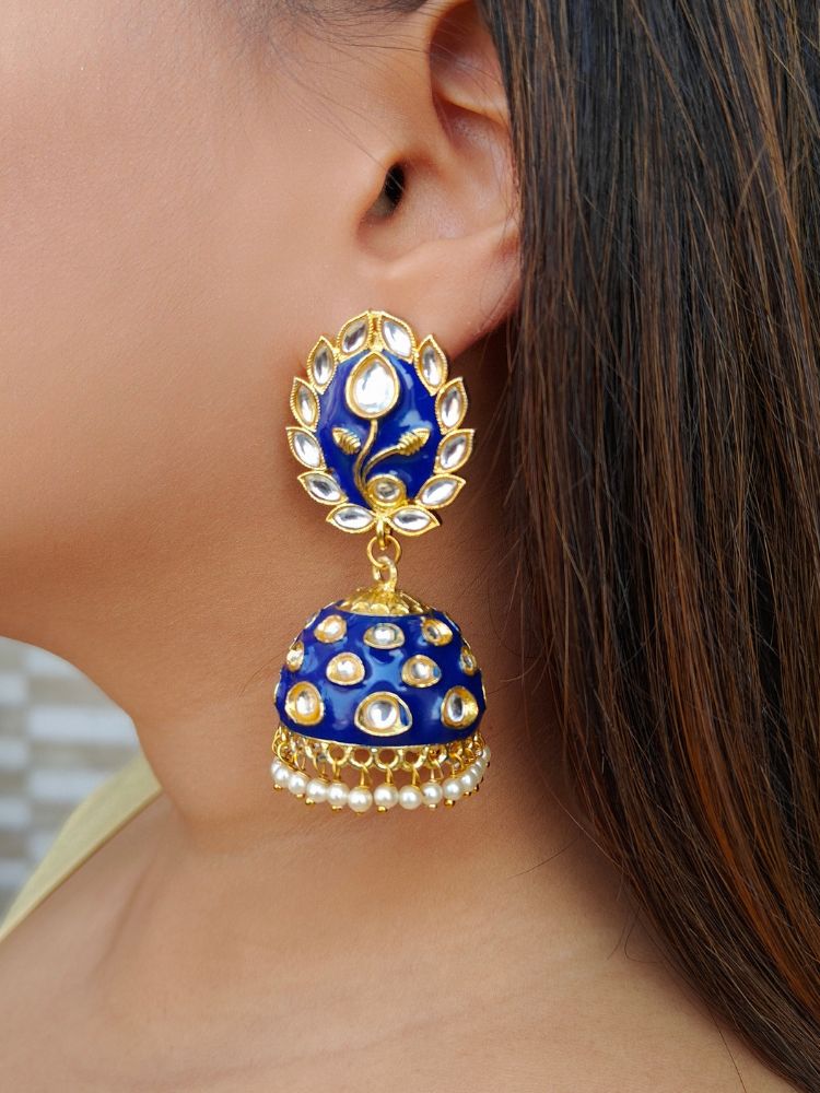 Ananya Blue Kundan Jhumkis