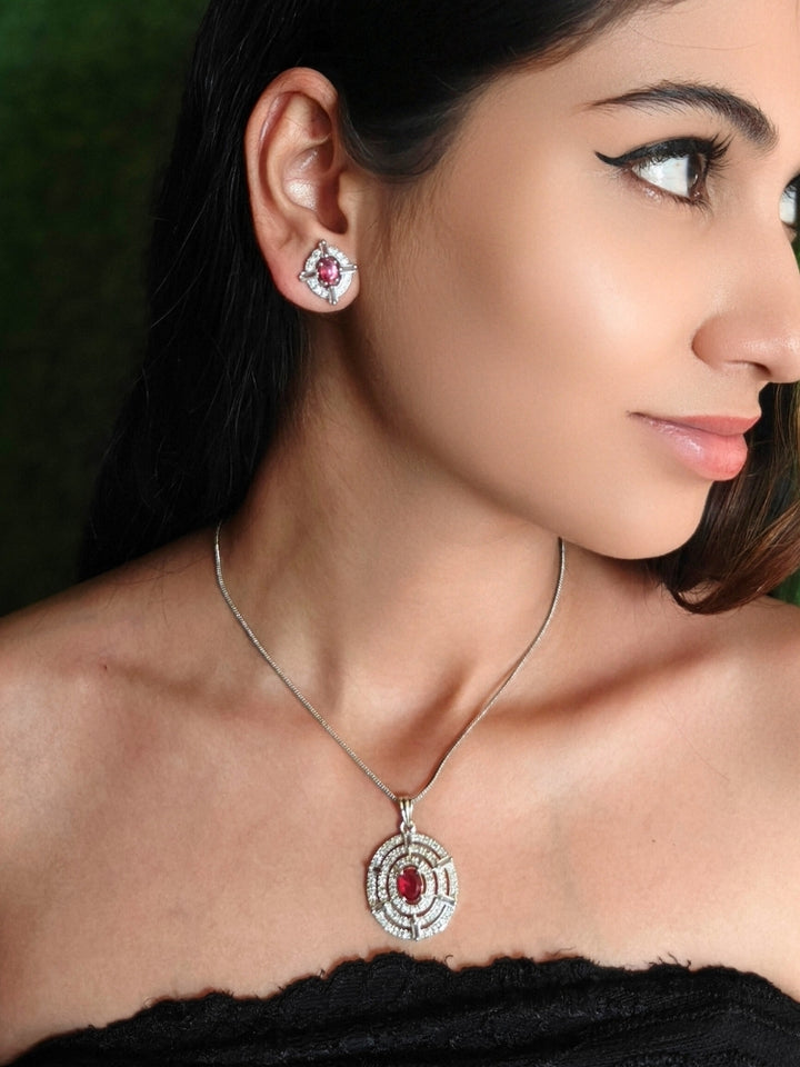 Verena Red Pendant Set