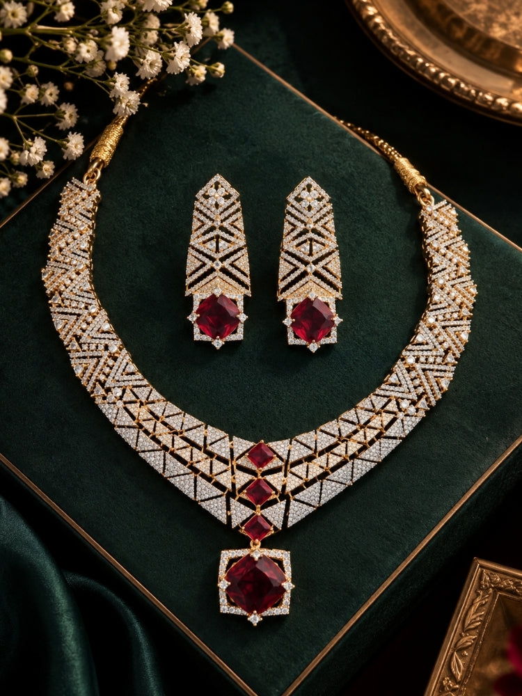 Bridgette Red Necklace Set