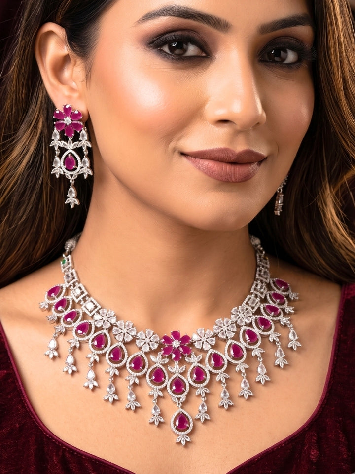 Georgette Pink Necklace Set