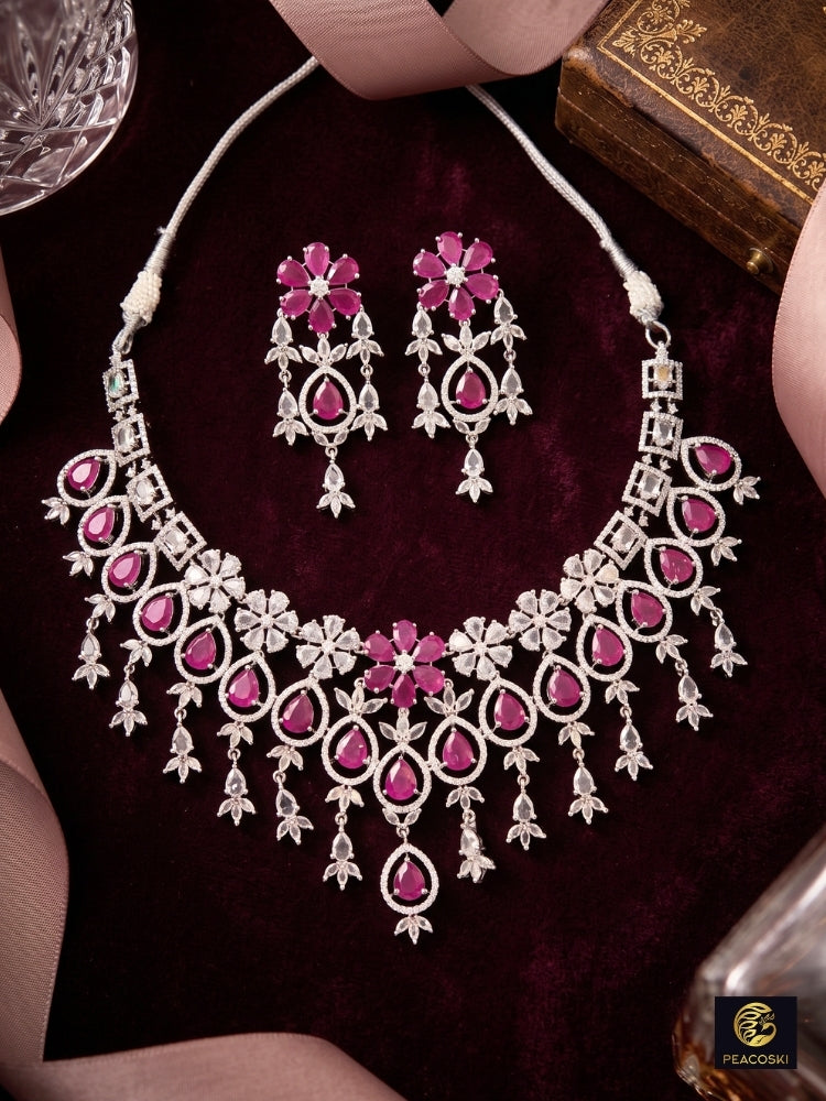 Georgette Pink Necklace Set