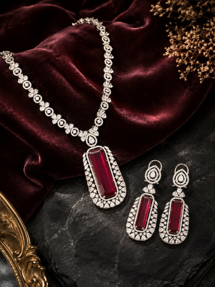 Mirelle Ruby & Zirconia Necklace Set