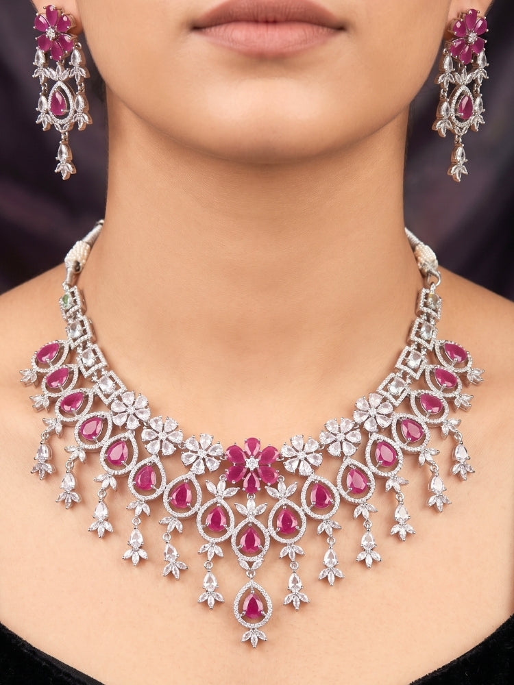 Georgette Pink Necklace Set