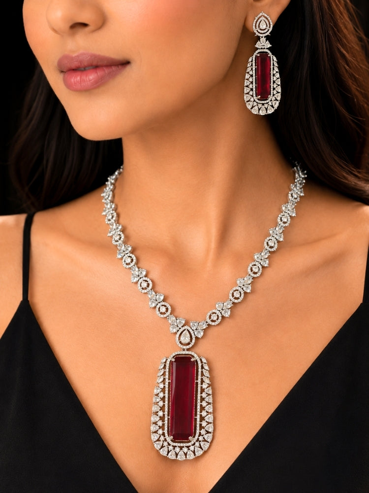 Mirelle Ruby & Zirconia Necklace Set