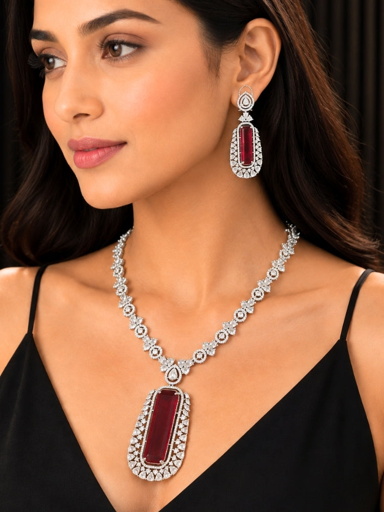 Mirelle Ruby & Zirconia Necklace Set