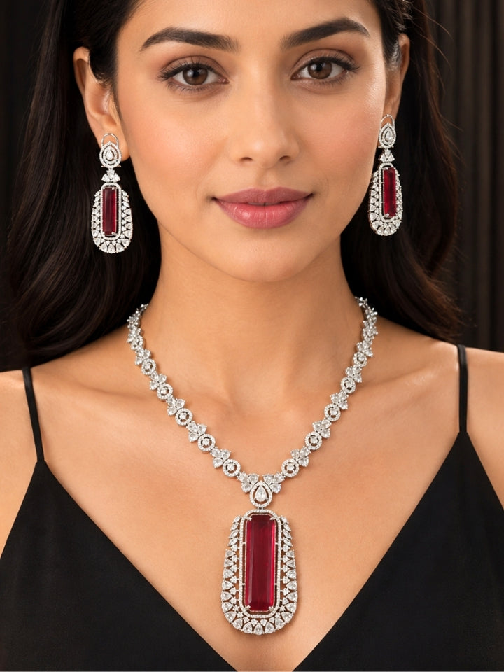 Mirelle Ruby & Zirconia Necklace Set