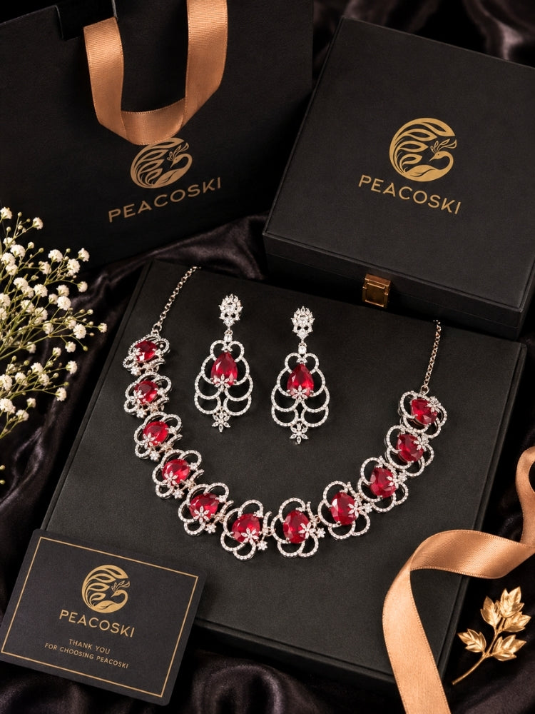 Lumora Ruby & Zirconia Necklace Set