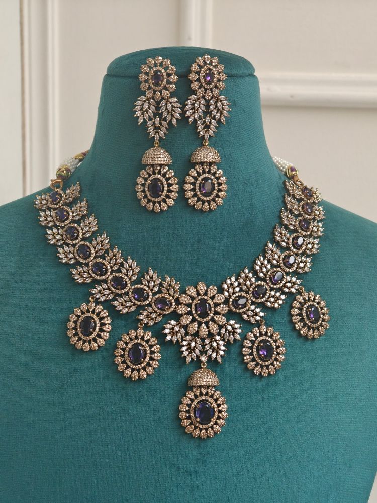 Manasvi Purple Victorian Necklace Set