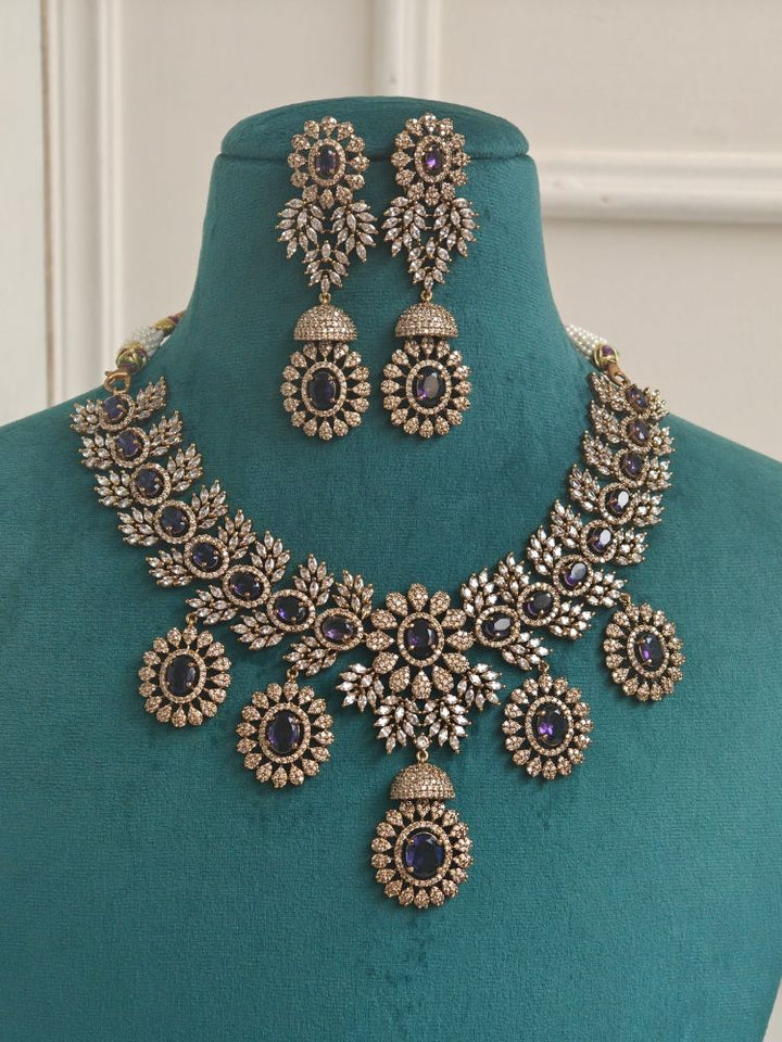 Manasvi Purple Victorian Necklace Set