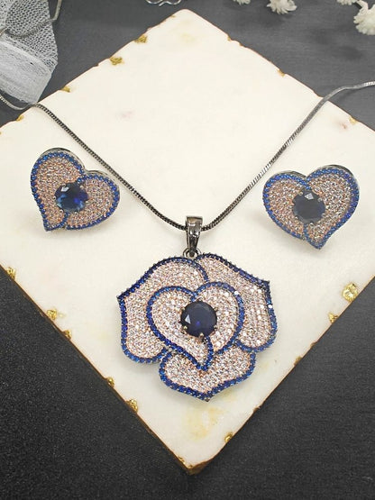 Rose Blue Pendant Set