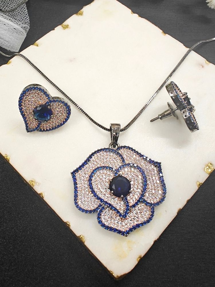 Rose Blue Pendant Set