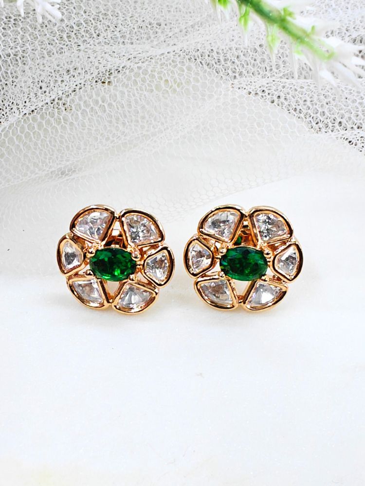 Dark Green Daffodil Earrings