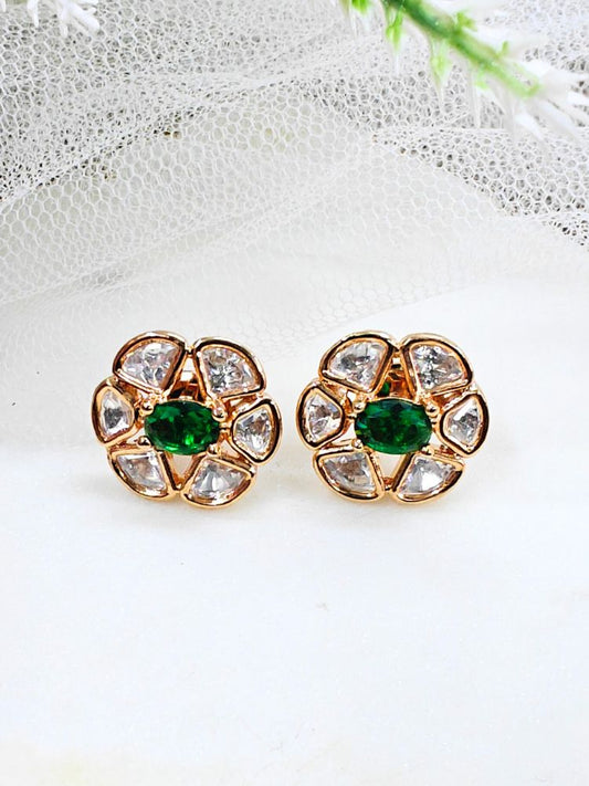 Dark Green Daffodil Earrings