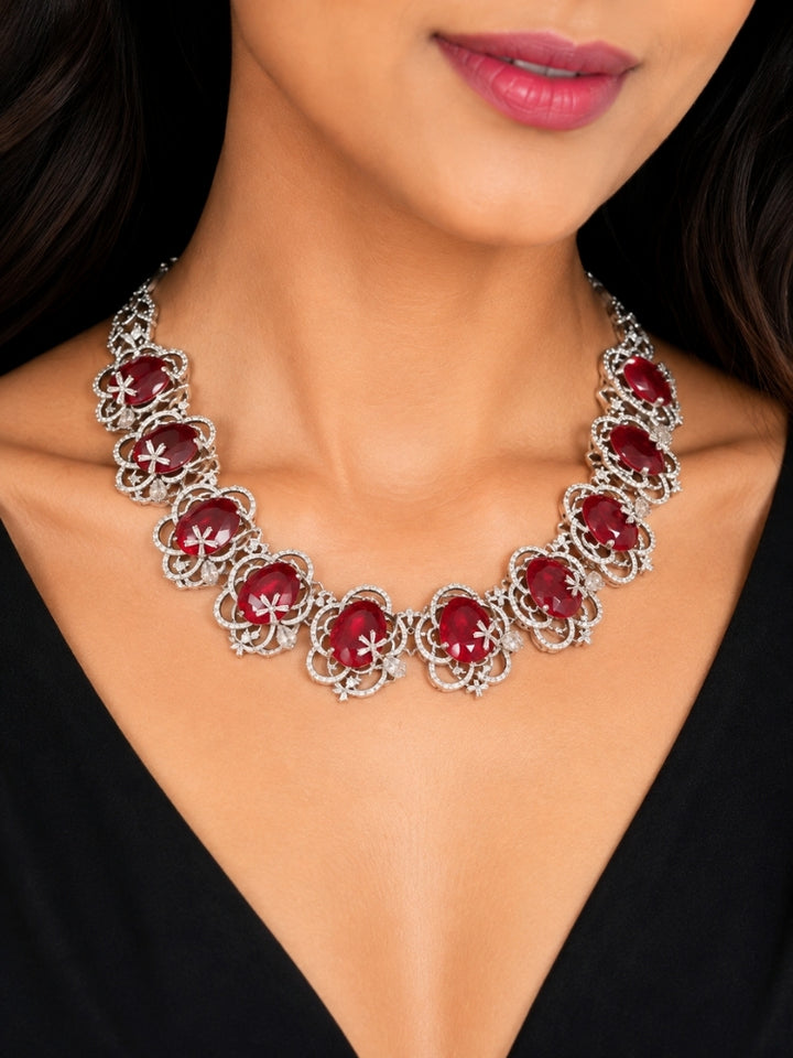 Lumora Ruby & Zirconia Necklace Set