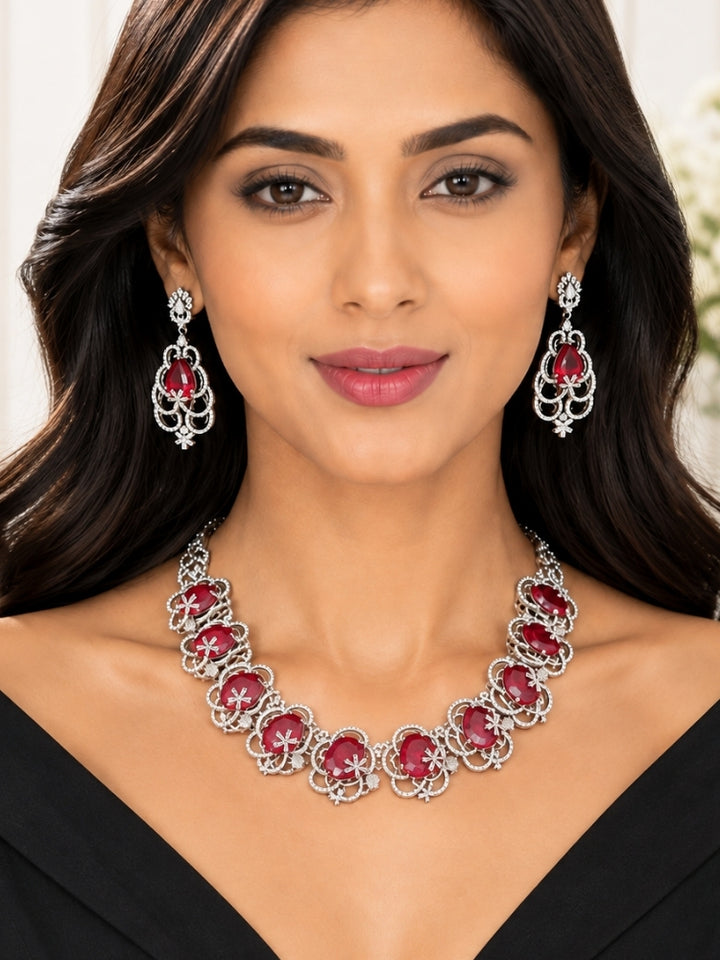 Lumora Ruby & Zirconia Necklace Set