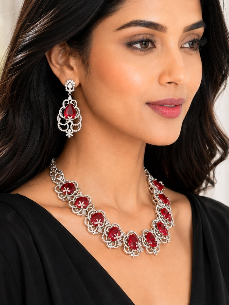 Lumora Ruby & Zirconia Necklace Set