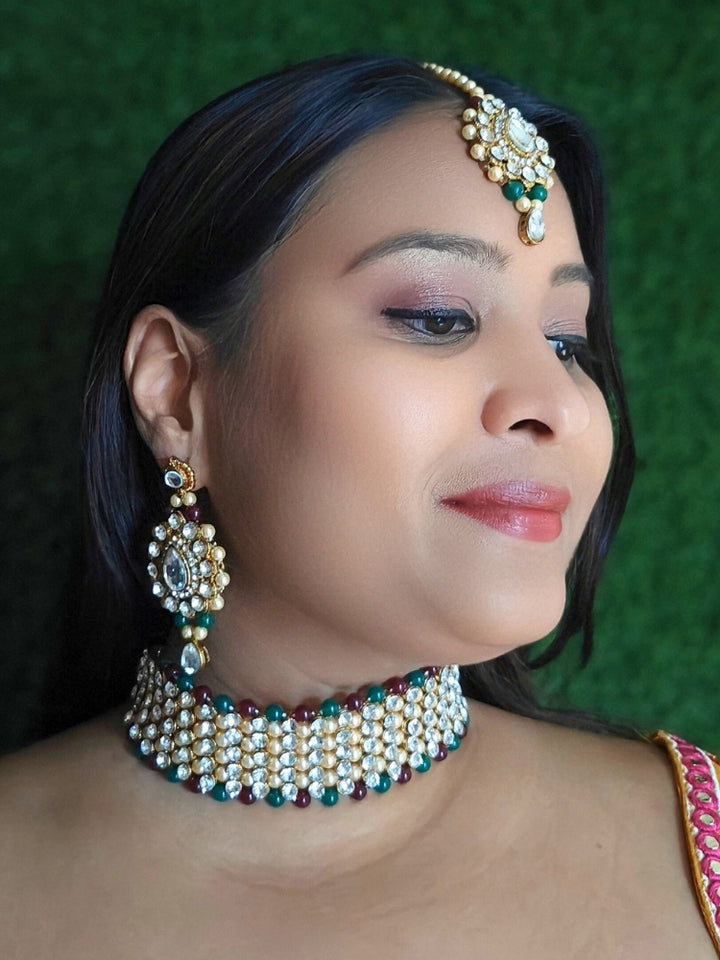 Jayshree Red & Green Necklace Set