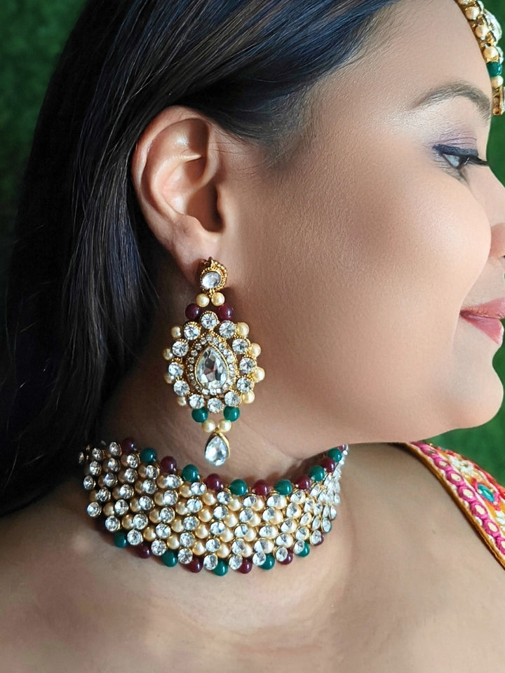 Jayshree Red & Green Necklace Set
