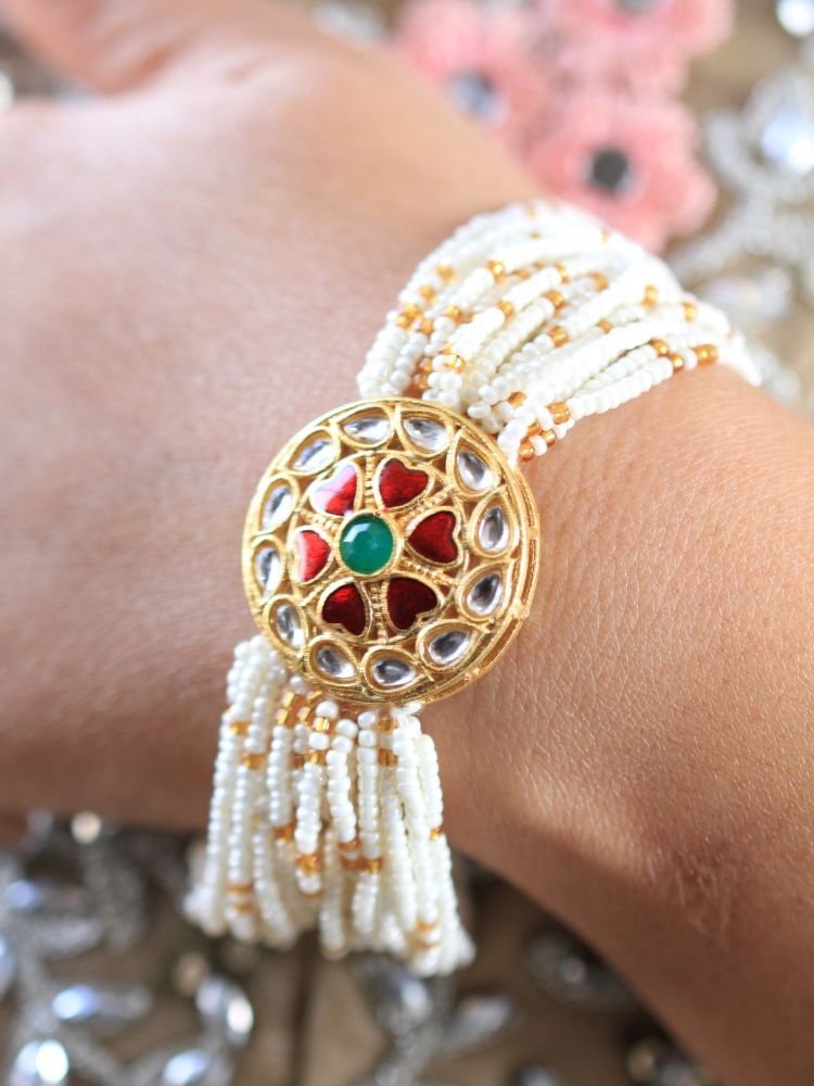 Rajshree Kundan & Pearl Bracelet (Openable)
