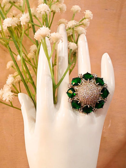 Dark Green Aster Ring