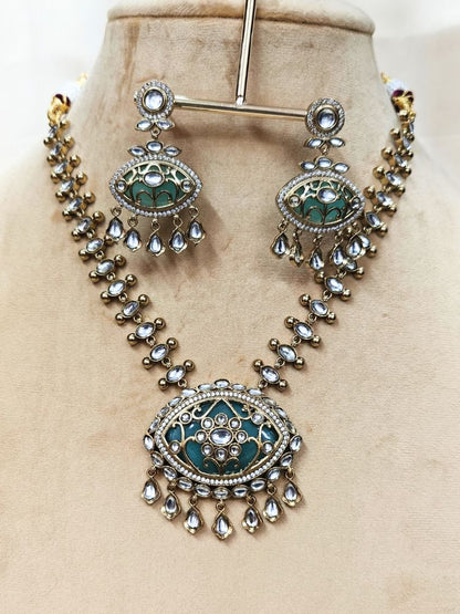 Sea Green Anuradha Necklace Set