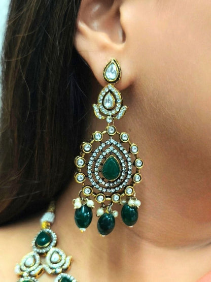 Dark Green Shabana Necklace Set