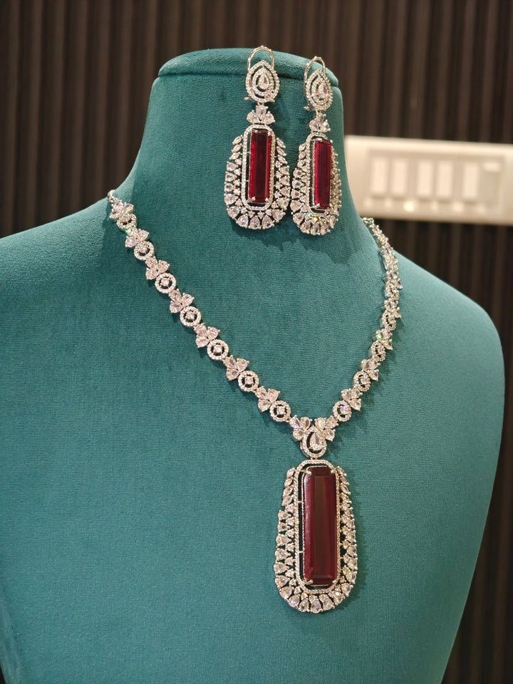 Mirelle Ruby & Zirconia Necklace Set