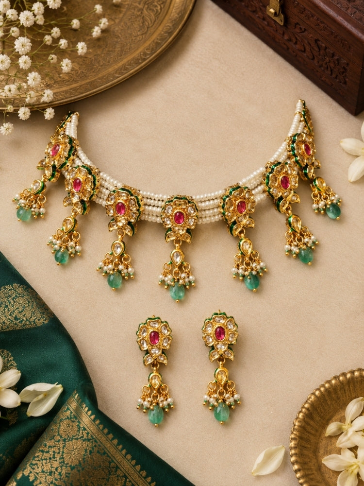 Vidruma White Pearl Necklace Set
