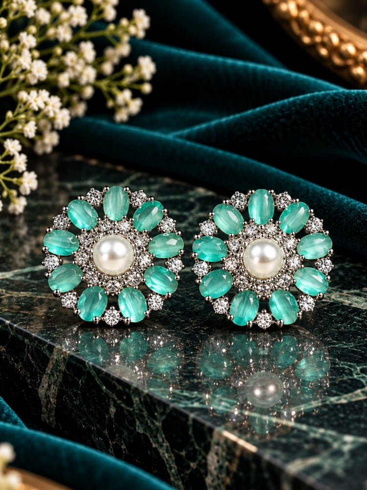 Mint Green Blossom Earrings