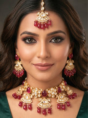 Alankrita Polki Ruby Red Necklace Set
