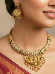 Ambhira Temple Laxmi Hasli Necklace Set