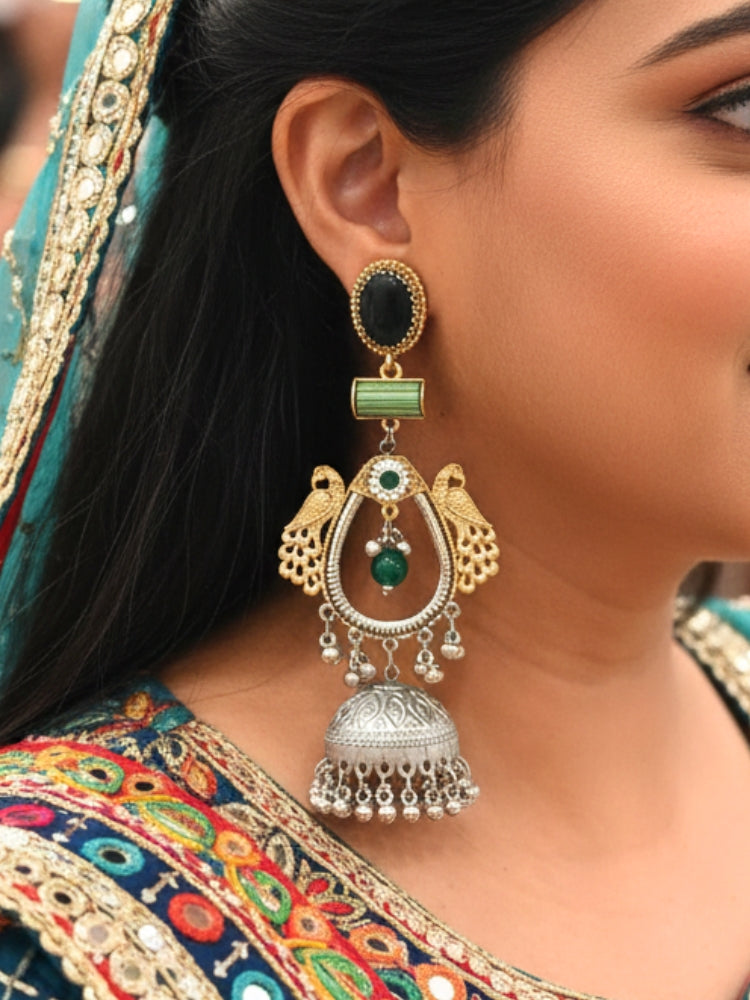 Anvesha Green Oxidized Earring