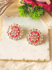 Audrey Kundan Magenta Earrings