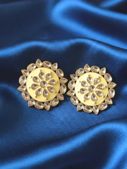 Audrey Kundan Mint Yellow Earrings