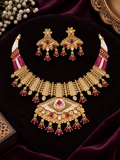 Svarlina Rajwadi Pink Necklace Set