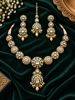 Suhasini Green Kundan Necklace Set