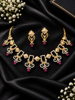 Majesty Zirconia Ruby Pink Necklace Set