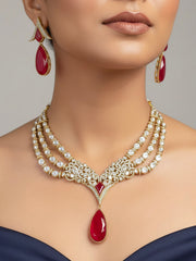 Danube Polki Red Necklace Set