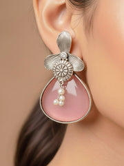 David Mint Pink Oxidized Earrings