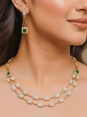 Diora Zirconia Green Necklace Set
