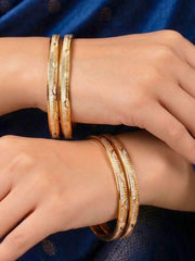 Dravina Gold-Silver Bangles - Set of 2 (Size 2.8)