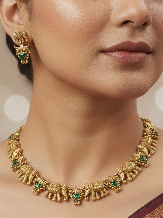 Gajvani Green Necklace Set