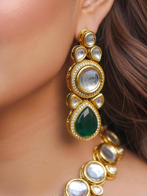 Dark Green Dhara Necklace Set