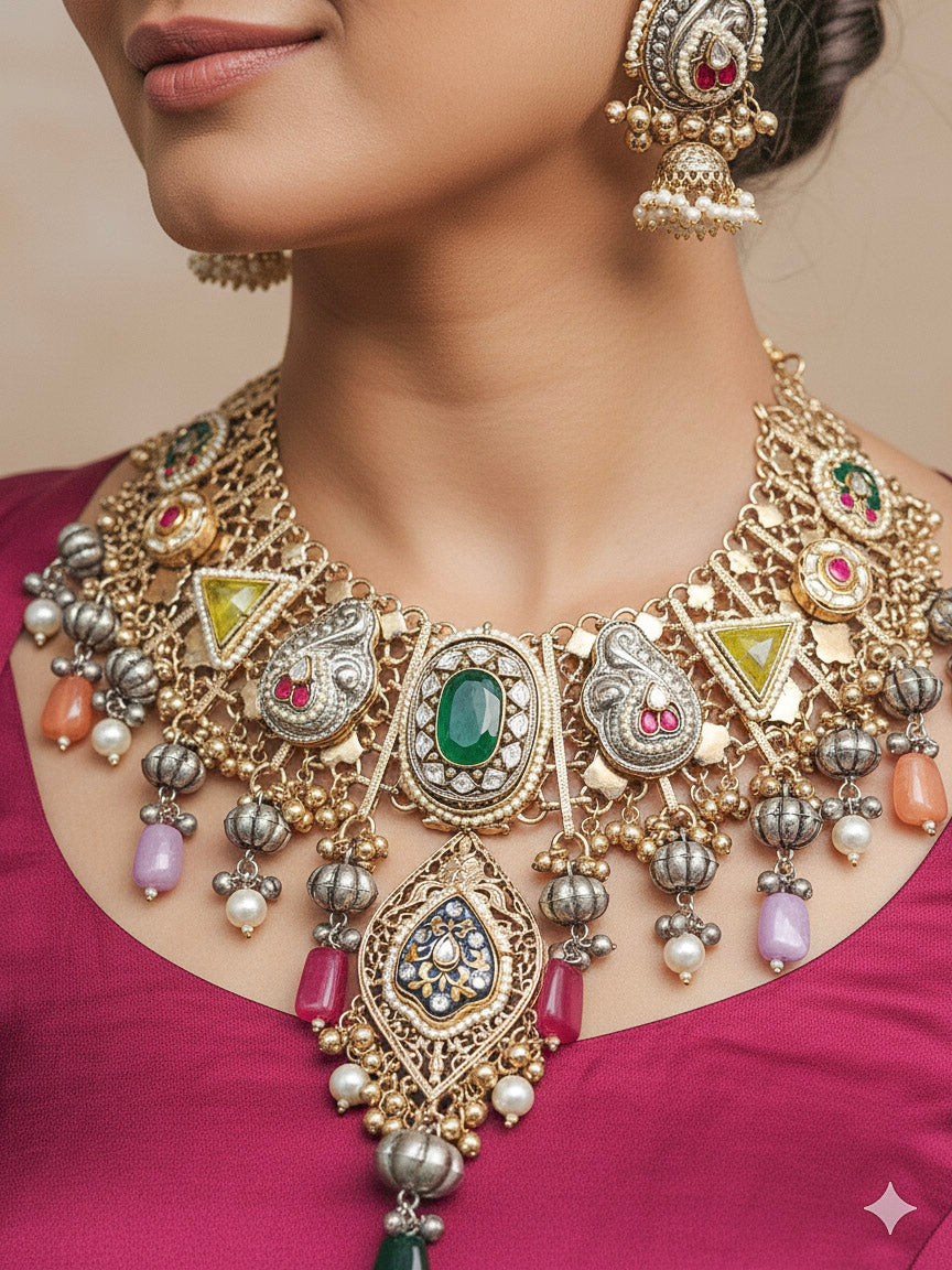 Rasika Boho Necklace Set (Green & Yellow)