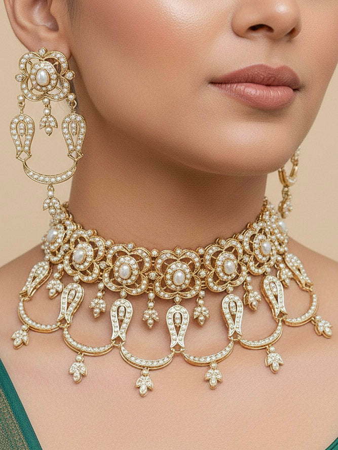 Samriddhi White Jadau Necklace Set