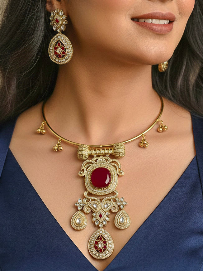 Lupin Red Necklace Set